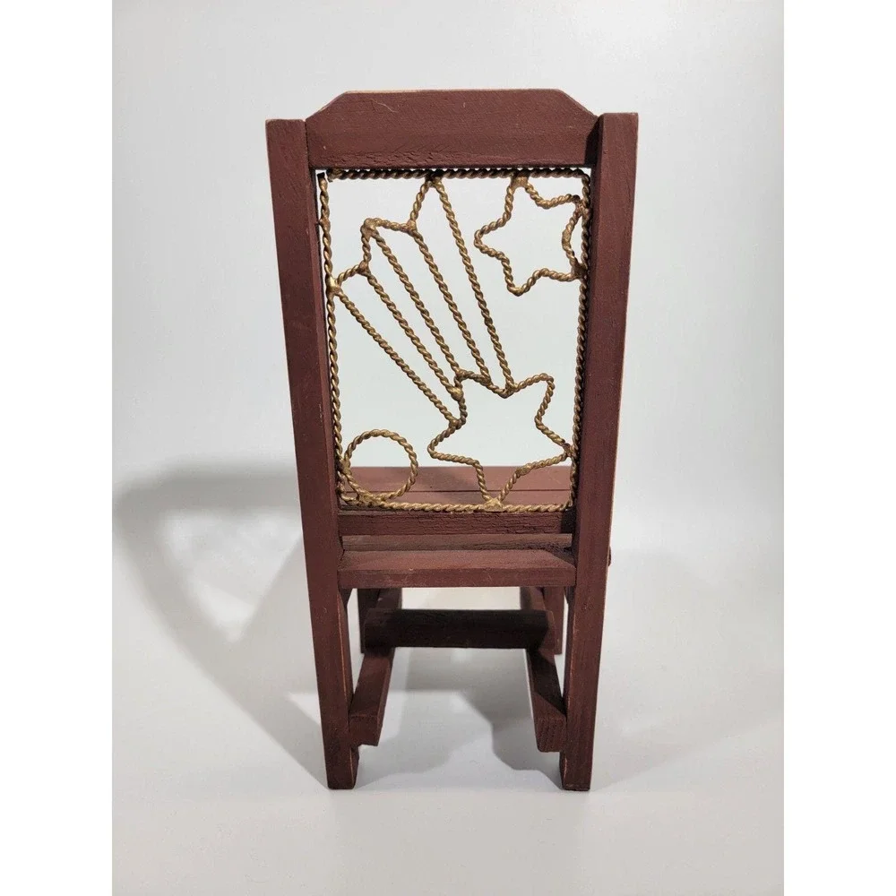Vintage Red Wood Star Themed Dining Room Chair Furniture 11.5